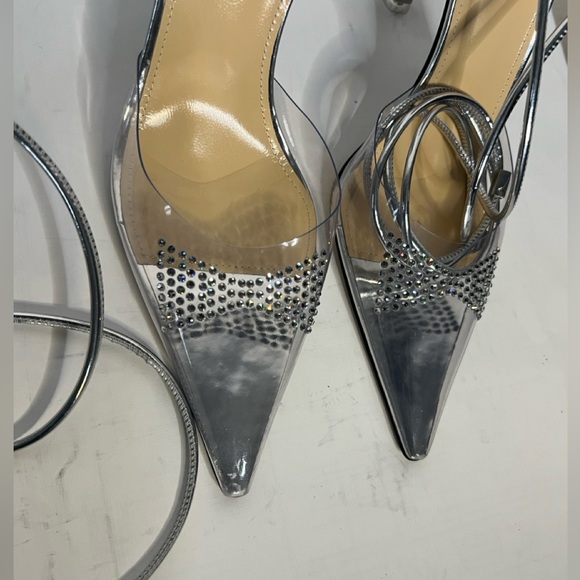 Mach & Mach Bow-shaped crystals & PVC detail Pump Clear/Silver SZ 40EU/10US NWOB - Picture 15 of 15